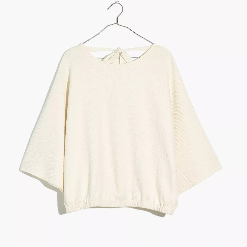 [NWT] Madewell Textural Tie-Back Top in Off-White